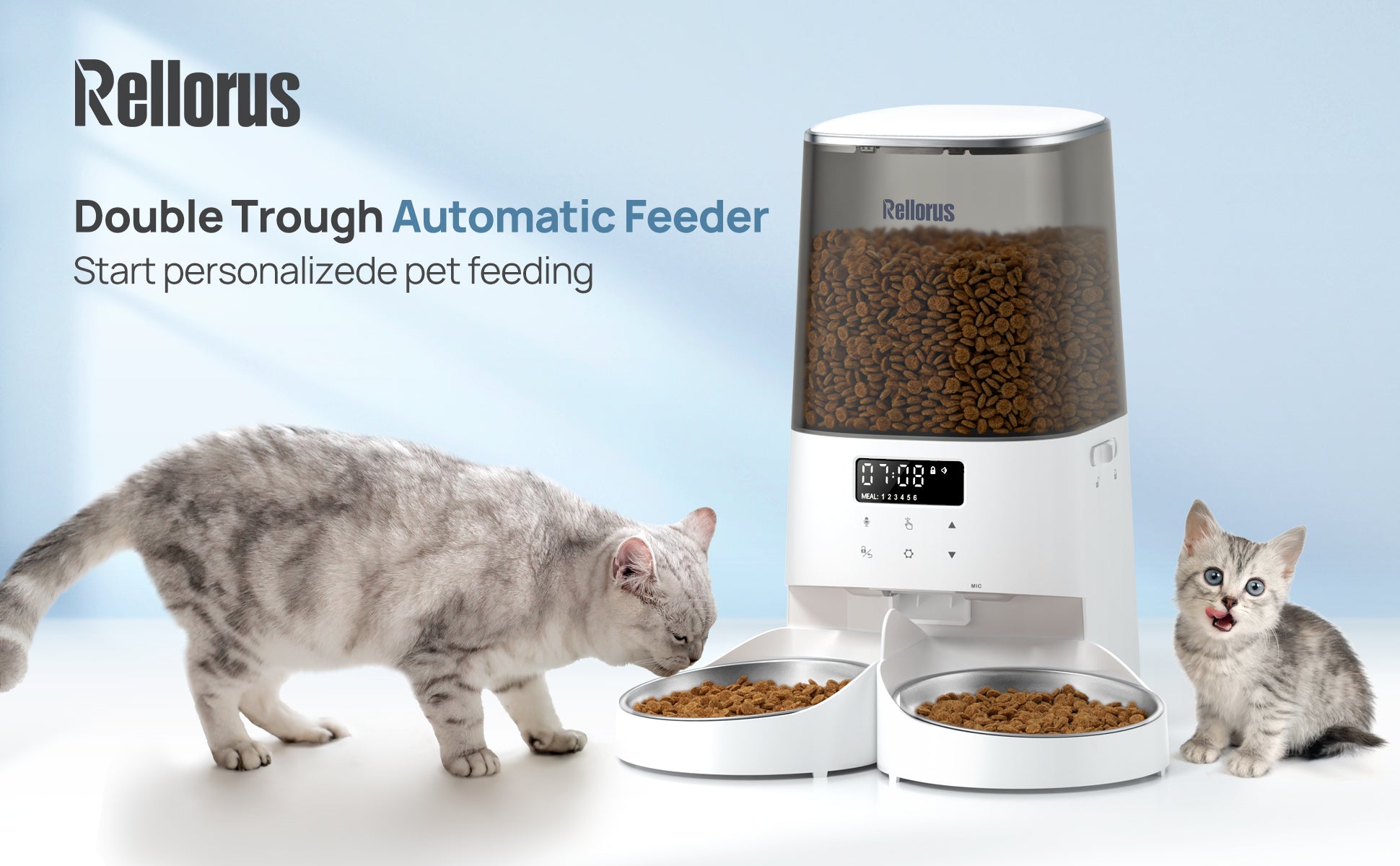 Dog Bowl Rellorus Automatic Cat Feeders, 5L/21Cups Pet Food