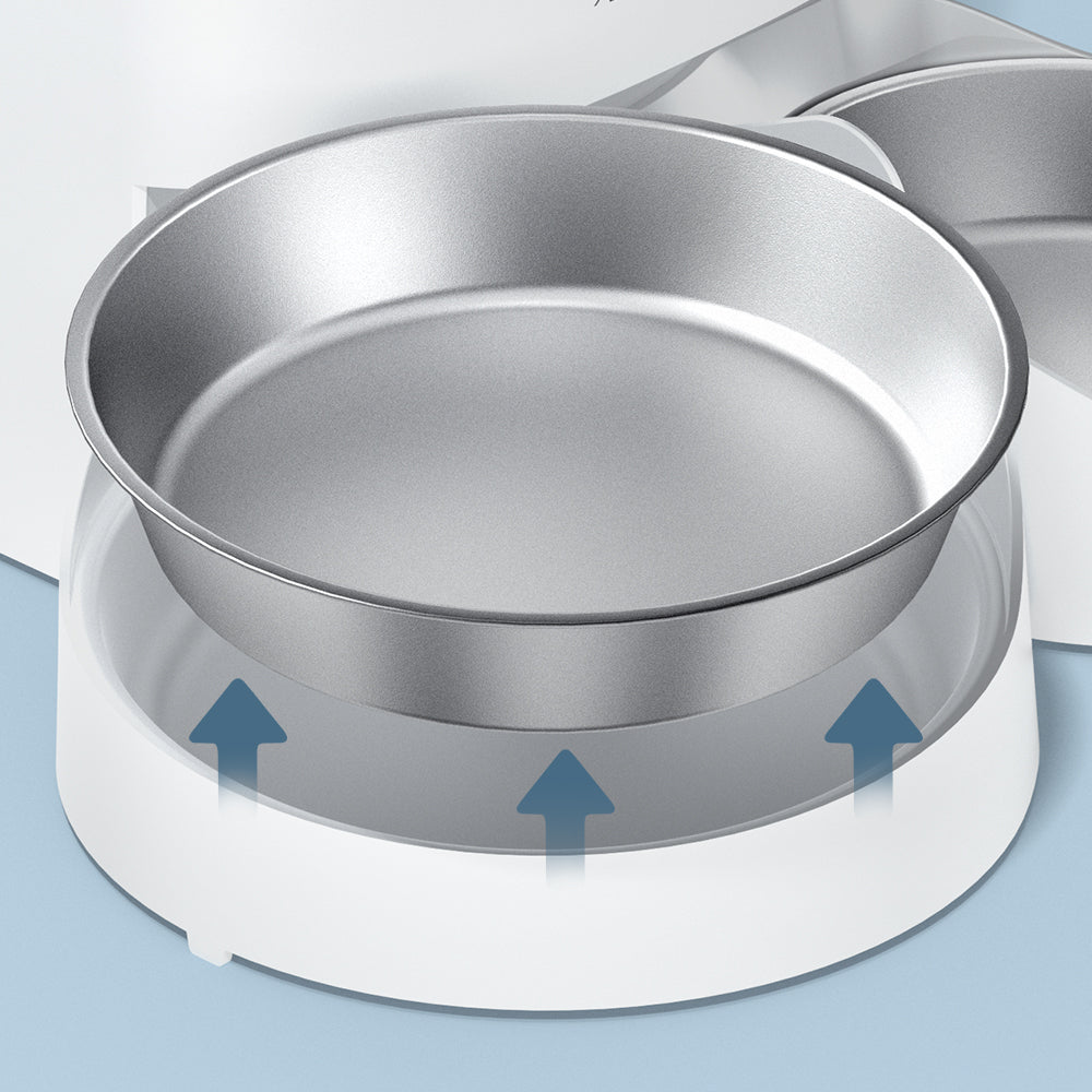 Rellorus 5L Automatic Cat Feeder for 2 Cats & Small and medium-sized dogs – Timed Food Dispenser with Double Bowls, Memory Function & 48 Portions (6 Meals/Day)