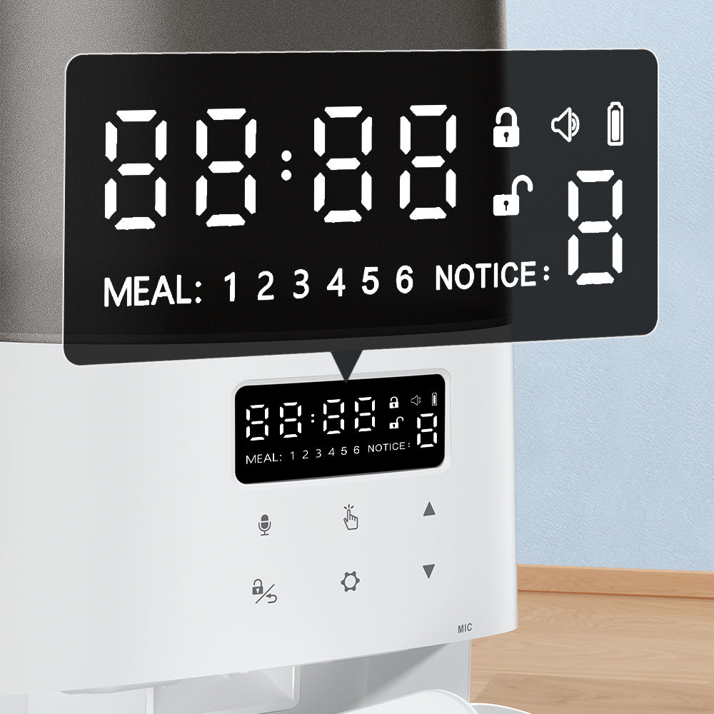 Rellorus 5L Automatic Cat Feeder for 2 Cats & Small and medium-sized dogs – Timed Food Dispenser with Double Bowls, Memory Function & 48 Portions (6 Meals/Day)